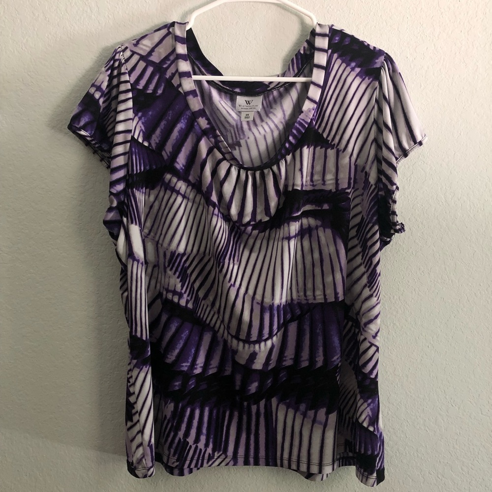 Worthington Purple Watercolor Geometric Blouse